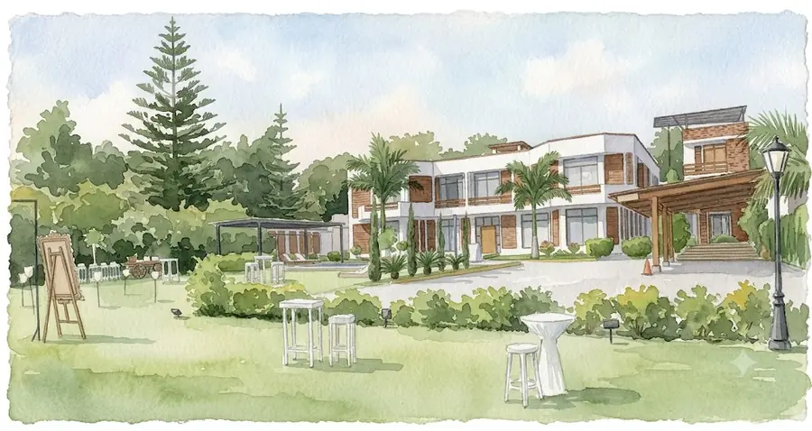 Watercolor illustration of Villa Candelaria